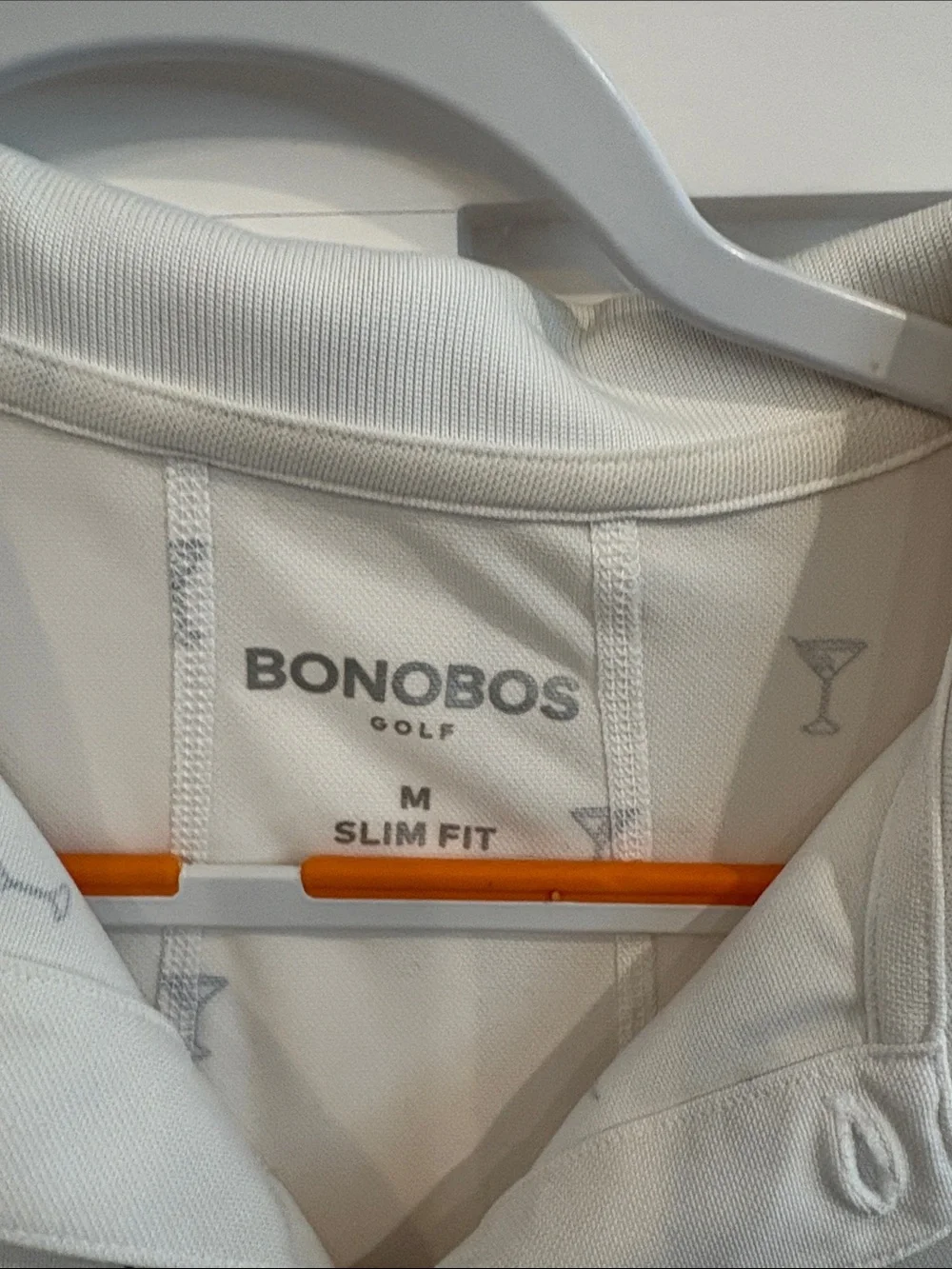 Bonobos Golf White Polo with Small Navy Cocktail Print